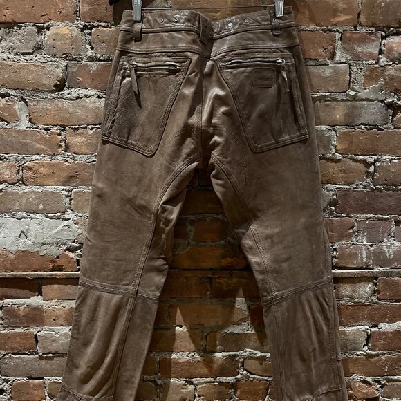 Diesel “Industry Division” Distressed Brown Leather Pants - Picture 4 of 13